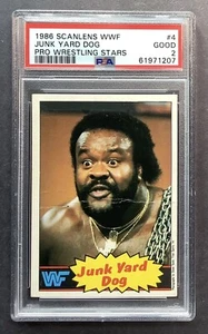 1986 scanlens wwf 4 junk yard dog rc; topps australia version PSA 2 (POP 1, 0^) - Picture 1 of 3