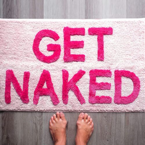Evovee Get Naked Bath Mat Pink Funny Cute Bathroom Rugs Peach Blush Rug Shower F