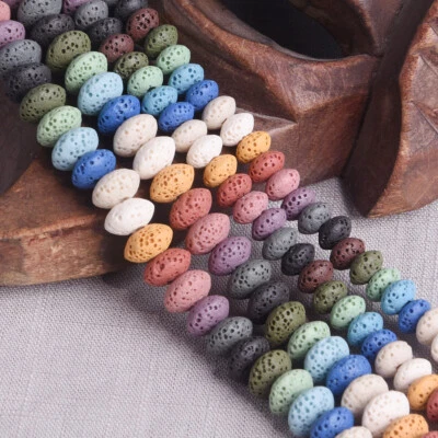 Natural Volcano Lava Stone 5x8mm 6x10mm Rondelle Loose Crafts Beads DIY Jewelry - Image 1 of 2