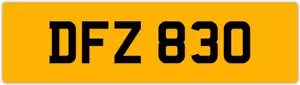 DFZ 830 D 3x3 DATELESS PRIVATE NUMBER PLATE DOM DAN DON DAV DEL DEZ DEC DAZ DEA - Picture 1 of 1