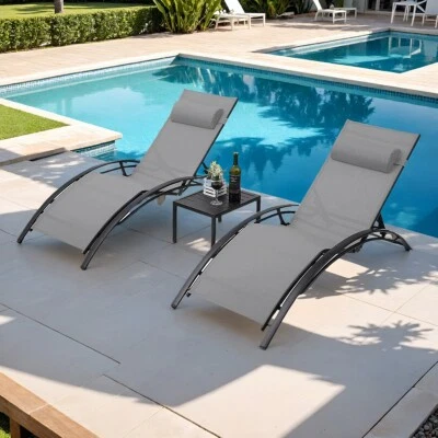 Relaxliege Liegestuhl, Aluminiume Sonnenliege 3er Set, Gartenliege Gartenstuhl - Bild 1 von 4