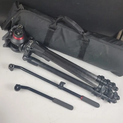 Manfrotto 536 MPRO Tripod + 504HD Fluid Head & Carrying Case Made in Italy - Image 1 of 4