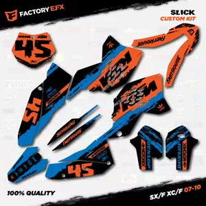 Orange Black Blue Slick Graphics Kit fit KTM 07-10 SX Sxf XC XCF 125 250 300 450 - Picture 1 of 5