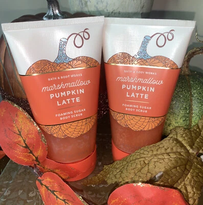 2 BATH & BODY WORKS MARSHMALLOW PUMPKIN LATTE FOAMING SUGAR BODY SCRUB 8 OZ NEW - Image 1 of 4