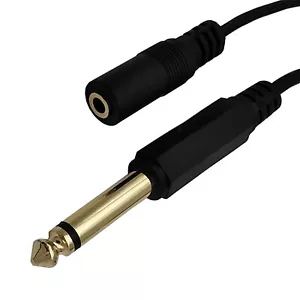 3.5mm 4 Pole Stereo Female TRRS to 6.35mm Mono Male Audio Guitars Pianos Cable - Picture 1 of 12