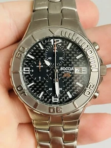 Boccia Watch Titanium Men's Quartz Chronograph Watch 40mm New Battery Black Dial - Picture 1 of 11