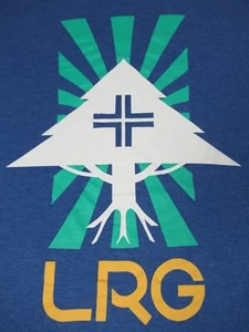 LRG LIFTED RESEARCH GROUP WHITE TREE GREEN STRIPES -BLUE XLT T-SHIRT D1612 - Picture 1 of 3