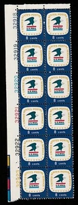 U.S. Sc. #1396, MNH, Upper Left Plate Block, 8c USPS Emblem - Picture 1 of 1