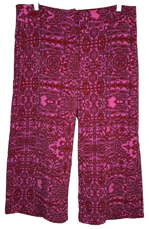 Calça Coldwater Creek Alhambra tamanho 10 ajuste natural calça elástica estampa étnica - Imagem 1 de 4