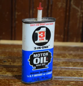 ACEITE DE MOTOR 3 EN UNO SAE 20 VINTAGE AÑOS 70 ENGRASADOR DE METAL PINTADO LATA LETRERO CAÑO - Imagen 1 de 14