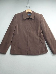 Karen Scott Jacket Womens Size 8 Brown Full Zip Lined Coat with Shoulder Pads - Picture 1 of 7