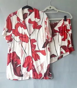 Soma Cool NIghts Pajama Set Womens Pink Brown Shorts Button Up Top Size XL - Picture 1 of 9