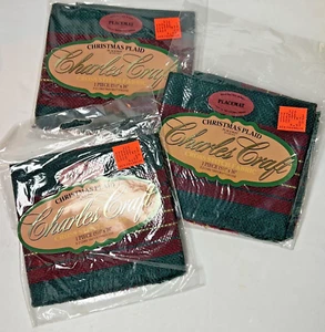 NEW 3 Charles Craft Christmas Plaid Placemats Cross Stitch Fabric 14 Count - Picture 1 of 3
