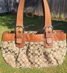 Coach F13742 Plissee Signature Canvas Soho Schultertasche Handtasche Beuteltasche - Bild 1 von 13