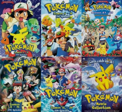 POKEMON Series (Seasons 1-25 + 21 Movies) DVD Set All Region USA English Version - Image 1 of 4