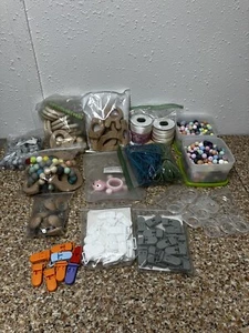 Bulk Lot DIY Silicone & Wood Pacifier Clips Bracelets Necklace String & Beads - Picture 1 of 17