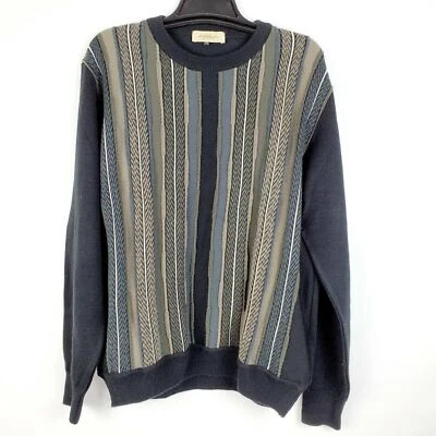 Montechiaro Men's Merino Wool Sweater Black Crew Neck Made in Italy Size M - Image 1 of 4