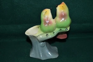Vintage Keramik Love Birds auf Baumstumpf Übertopf - Bild 1 von 7