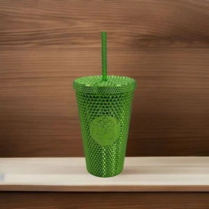 Winter Holiday Green Jeweled Style Tumbler Cold Cup - Picture 1 of 3