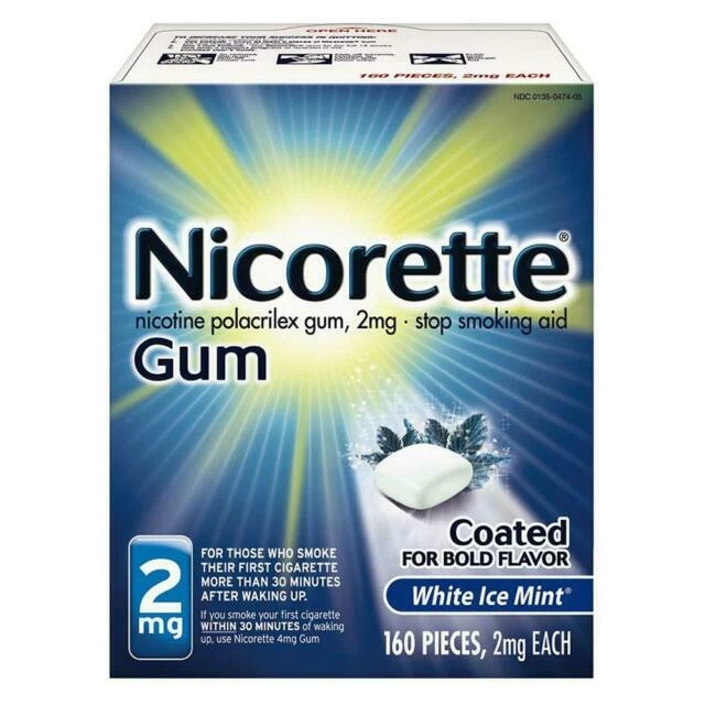Nicorette 2 mg Nicotine Stop Smoking Aid Gum, White Ice Mint - 160 Count