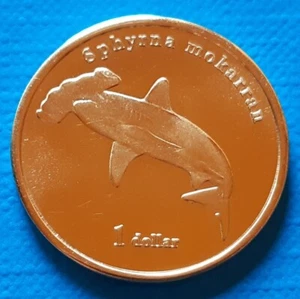 Moorea Island 1 dollar 2020 UNC Great Hammerhead Shark - Picture 1 of 2