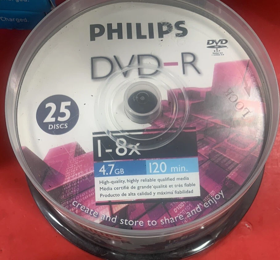 PHILIPS DVD-R 25 + 25 PACKS, 4.7 Gb + 4.7 GB  FREE SHIPPING!! - Image 1 of 1