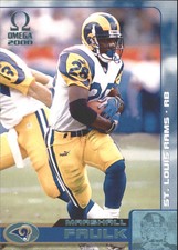 2000 Pacific Omega Platinum Blue Rams Football Card #113 Marshall Faulk /51