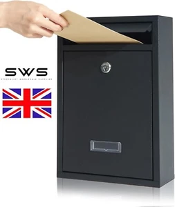 Large Mailbox Steel Wall-Mounted Letterbox Key Lock Parcel Post Box UK - Picture 1 of 10