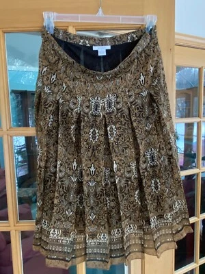 Dressbarn, Flare  Skirt,  Brown Paisley, Size:  12 - Image 1 of 3