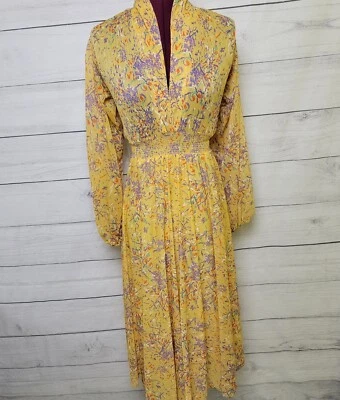 Jonathan Logan Amarillo Floral Mod Vintage Hippy Niña Años 50 60 Cintura Imperio 7-8  Foto 1 de 4