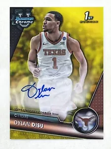 Dylan Disu 2023-24 Bowman University Chrome Yellow Refractor Auto 1st /75 Card - Picture 1 of 2