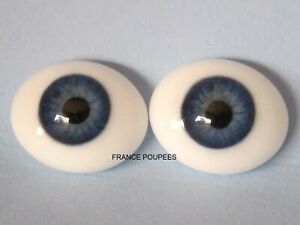 yeux marron 22mm en verre ovales Jumeau®-poupée ancienne/moderne-doll glass eyes 