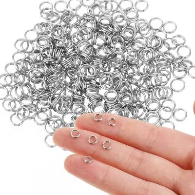 100/200pcs Stainless Steel Split Key Ring Keychain Round Double Loops Jump Rings - Image 1 of 4