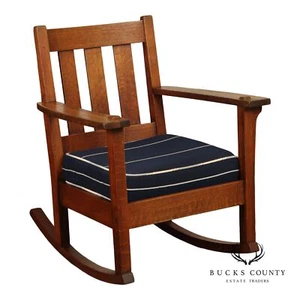 Limbert Antique Mission Oak Rocker - Picture 1 of 12