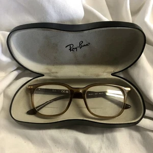 Ray-Ban RB7211 8207 Transparent Brown Gold Square Eyeglasses 52-19-145 - Picture 1 of 6