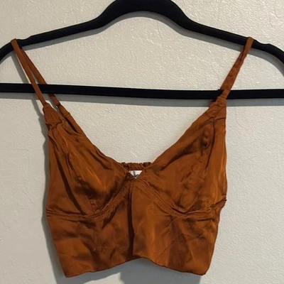 Aerie Rust Satin Crop Top - Image 1 of 4