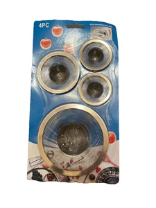 4 Sink Drain Strainers 1 Package Dishwasher Safe Rustproof Stainless Steel - Picture 1 of 2