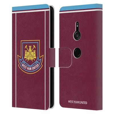 OFFICIAL WEST HAM UNITED FC RETRO CREST LEATHER BOOK CASE FOR SONY PHONES 1 - Image 1 of 4