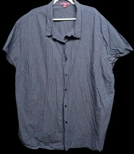 Woman Within 5X blue denim look button down collared short sleeve tunic top - Imagen 1 de 5
