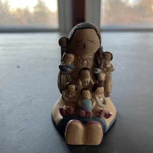 Vintage Indianer Geschichtenerzähler Figur mit 7 Kindern - Bild 1 von 4