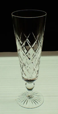 Vintage Stuart Crystal Champagne Flute - Diamond Cut - Signed - Image 1 of 4