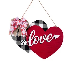 Delightful Buffalo Check Patterned Wooden Love Sign for Your Space Decor - Picture 1 of 12