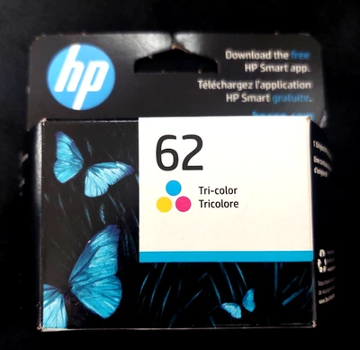 Genuine HP 62 Tri-Color Ink Cartridge exp april 2027 New free Shipping - Image 1 of 2