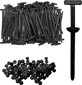 100 Stck. Nylon Universal Kabelbinder Schnalle für Auto, T Style KFZ Reißverschluss Clip - Bild 1 von 6