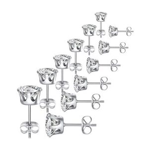 Stainless Steel Stud Earrings for Women Men Hypoallergenic Cubic Zirconia Ear... - Picture 1 of 4