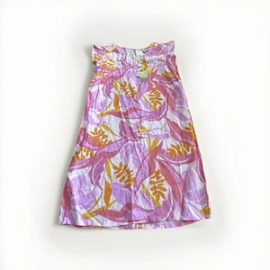 Women’s Small C&C California Floral Dress Pink Orange 100% linen Ruffle - Picture 1 of 6