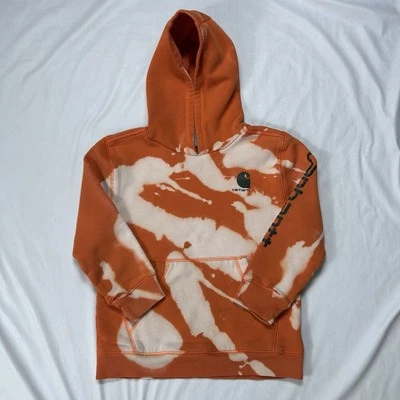 Pulôver Carhartt com capuz Youth 7 (adequado para 5-6) laranja lavagem ácida roupa de trabalho desgastada - Imagem 1 de 4