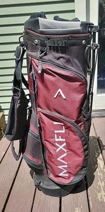 MAXFLI STAND BAG 7 WAY DIVIDERS GOLF CARRY BAG, BLACK / RED ~ EUC! - Picture 1 of 10