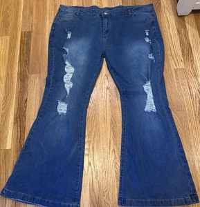 Neu ohne Etikett Damenjeans ausgestelltes Bein Used-Look Übergröße 2XL - Bild 1 von 2