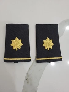 US Army Major rank shoulder slides, gold on black - Picture 1 of 2